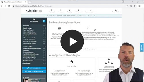 Wealthpilot Interface: Erste Schritte