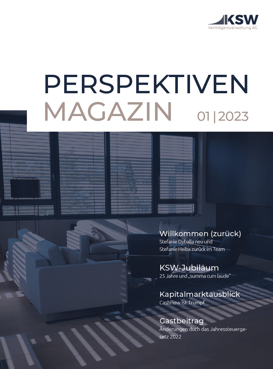 Cover des Perspektiven Magazin 01 2023 der KSW Vermögensverwaltung